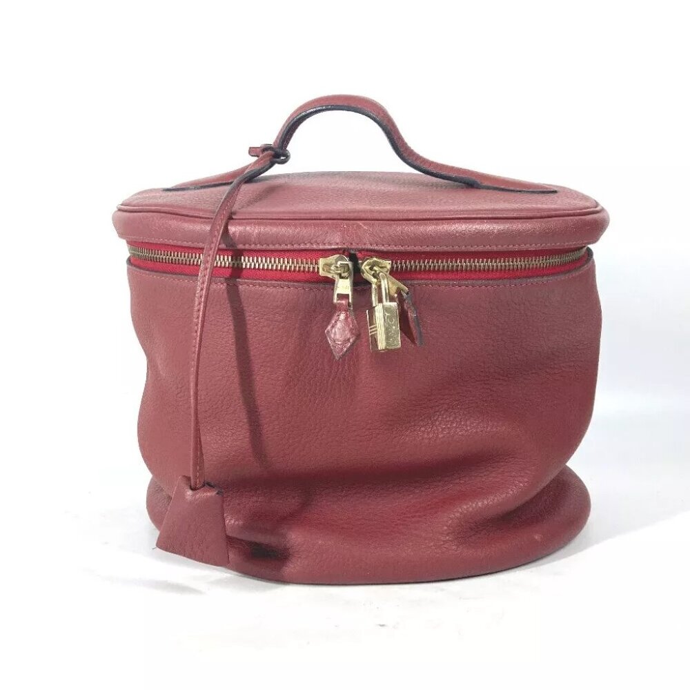 HERMES City Vanity bag Hand Bag Leather Red